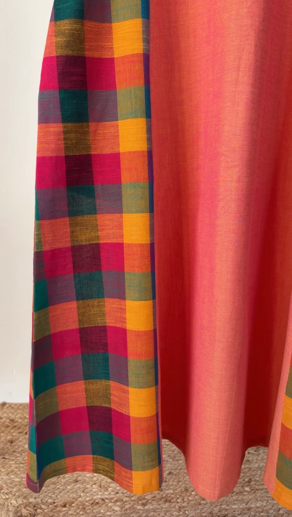 Double Shade Madras Checked Kurta Set
