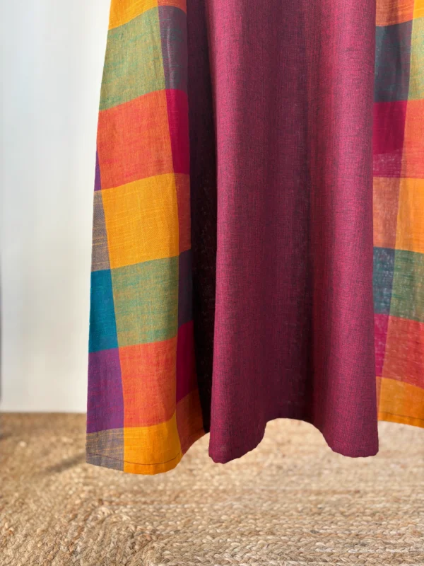 Deep Maroon Madras Checked Kurta Set