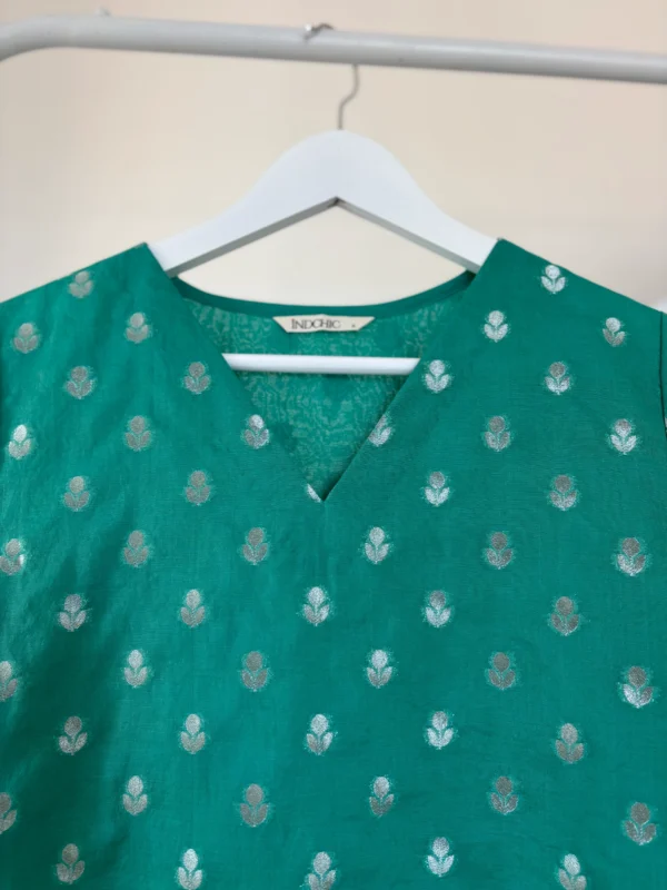 Turquoise Chanderi Set