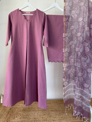 Lavender Mauve set with kota dupatta