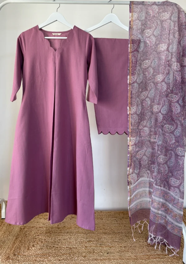 Lavender Mauve set with kota dupatta