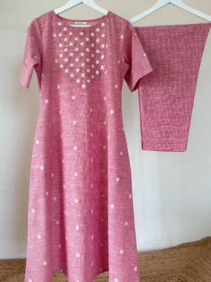 Pink Embroidered Kurta Set