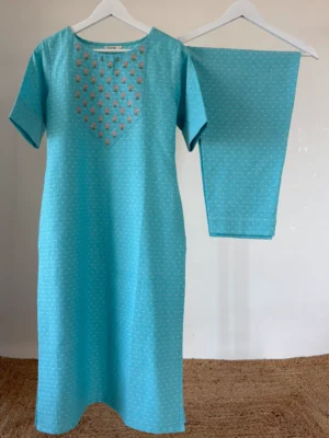 Dreamy Blue Embroidered Co-ord Set