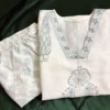 White handblock printed Kota Set