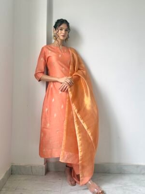 IMG_7559 Pastel Coral Mul Chanderi set