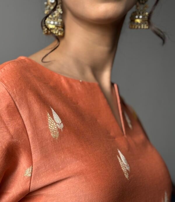Pastel Coral Mul Chanderi set