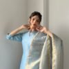 Powder Blue Mul Chanderi Set