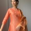Pastel Coral Mul Chanderi set