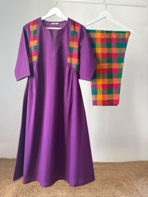 Violet Madras Checks Kurta Set