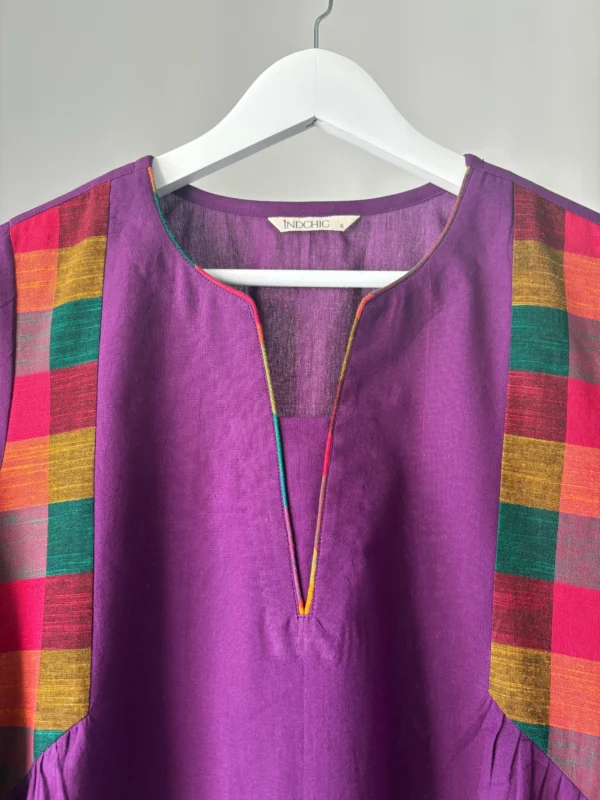 Violet Madras Checks Kurta Set