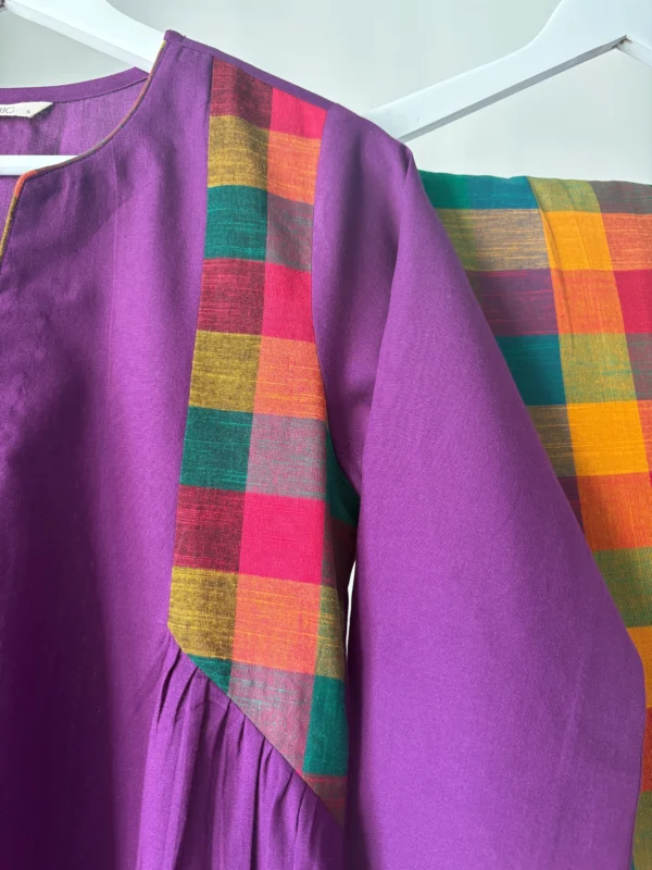 Violet Madras Checks Kurta Set