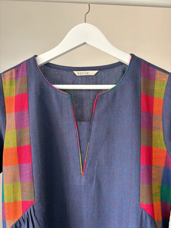 Midnight Blue Madras Checks Kurta Set
