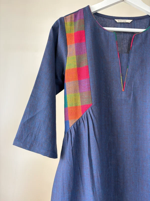 Midnight Blue Madras Checks Kurta Set