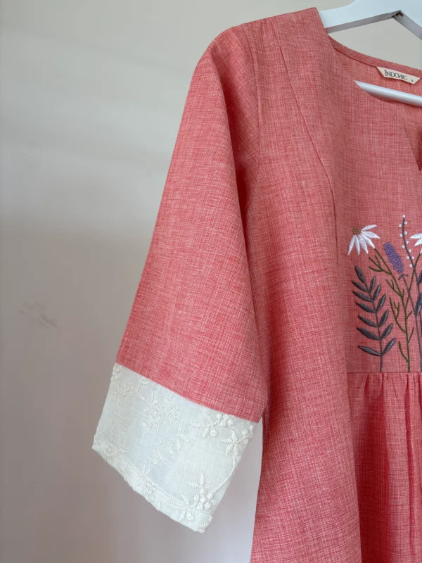 Salmon-Peach Embroidered Co-ord Set