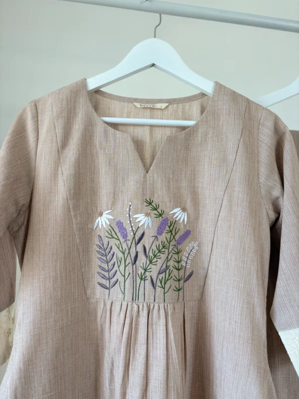Tan Beige Embroidered Co-ord Set
