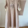 Tan Beige Embroidered Co-ord Set