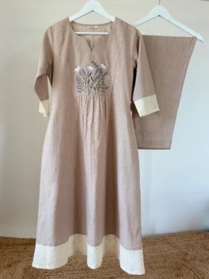 IMG_7817 Tan Beige Embroidered Co-ord Set