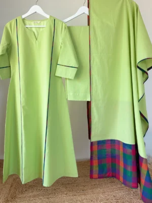 IMG_8053 Pista Green Madras Checks Set