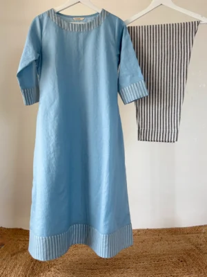 Powder Blue Chanderi Kurta Set