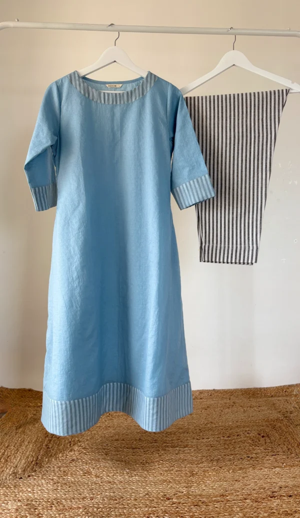 Powder Blue Chanderi Kurta Set