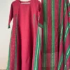 Maroon Mangalagiri Cotton with Madras Stripes