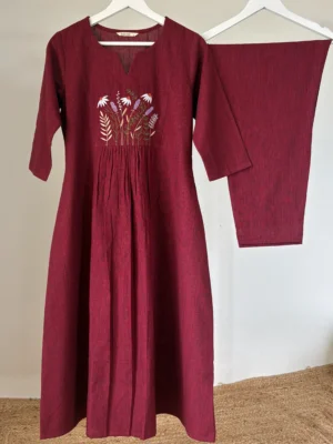 IMG_8834 Deep Maroon Embroidered Set