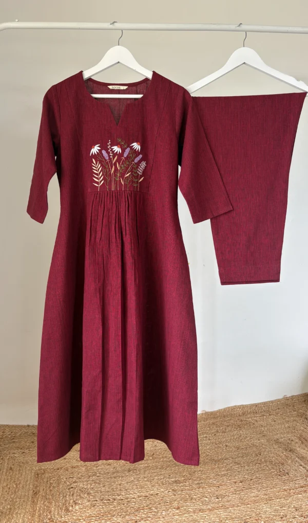 Deep Maroon Embroidered Set