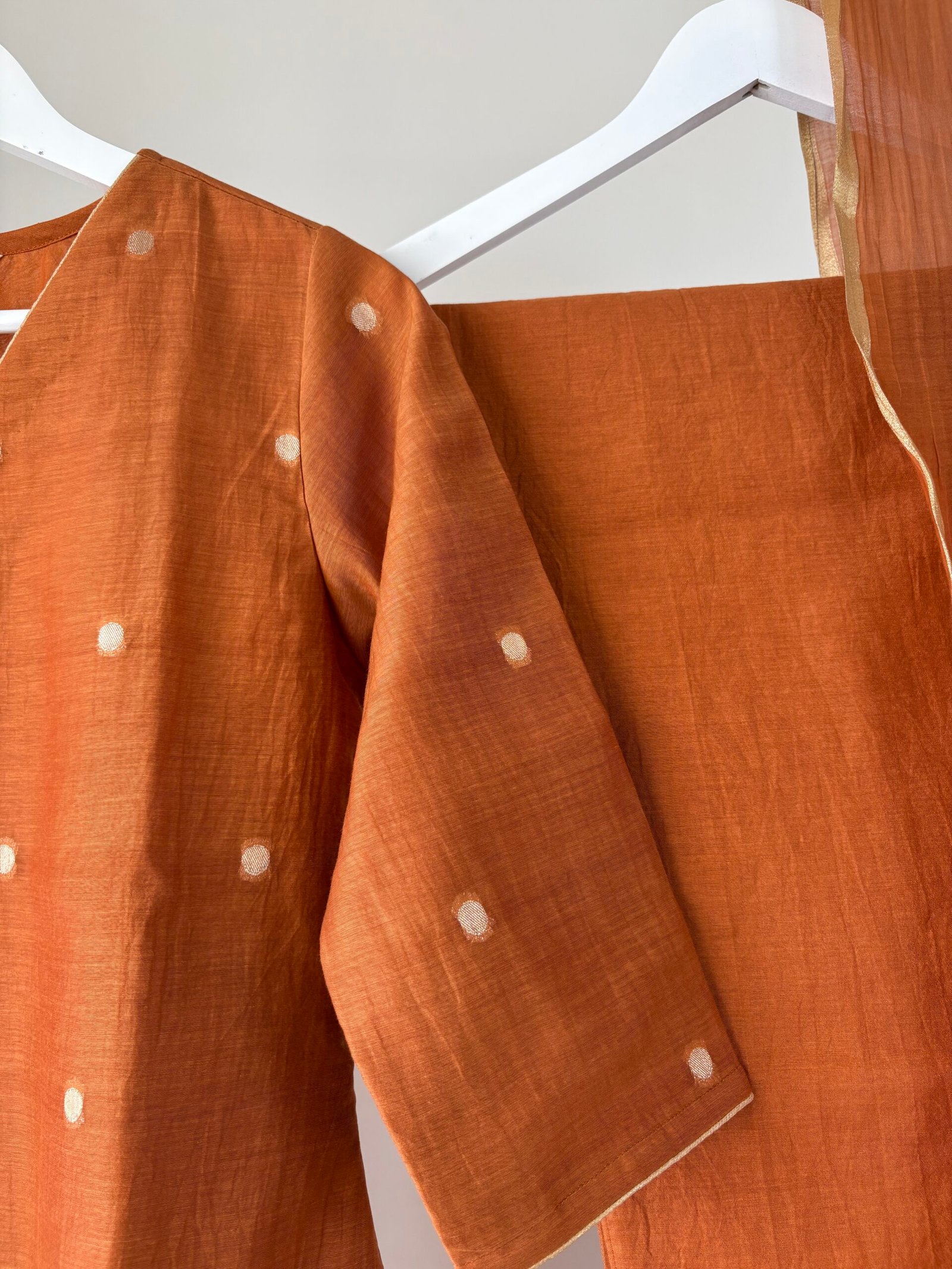 Burnt Orange Mul Chanderi Set