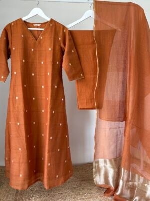 IMG_8900 Burnt Orange Mul Chanderi Set