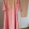 Pink-Beige Striped Kurta Set