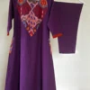 Plum-Violet Ikkat patch Kurta Set
