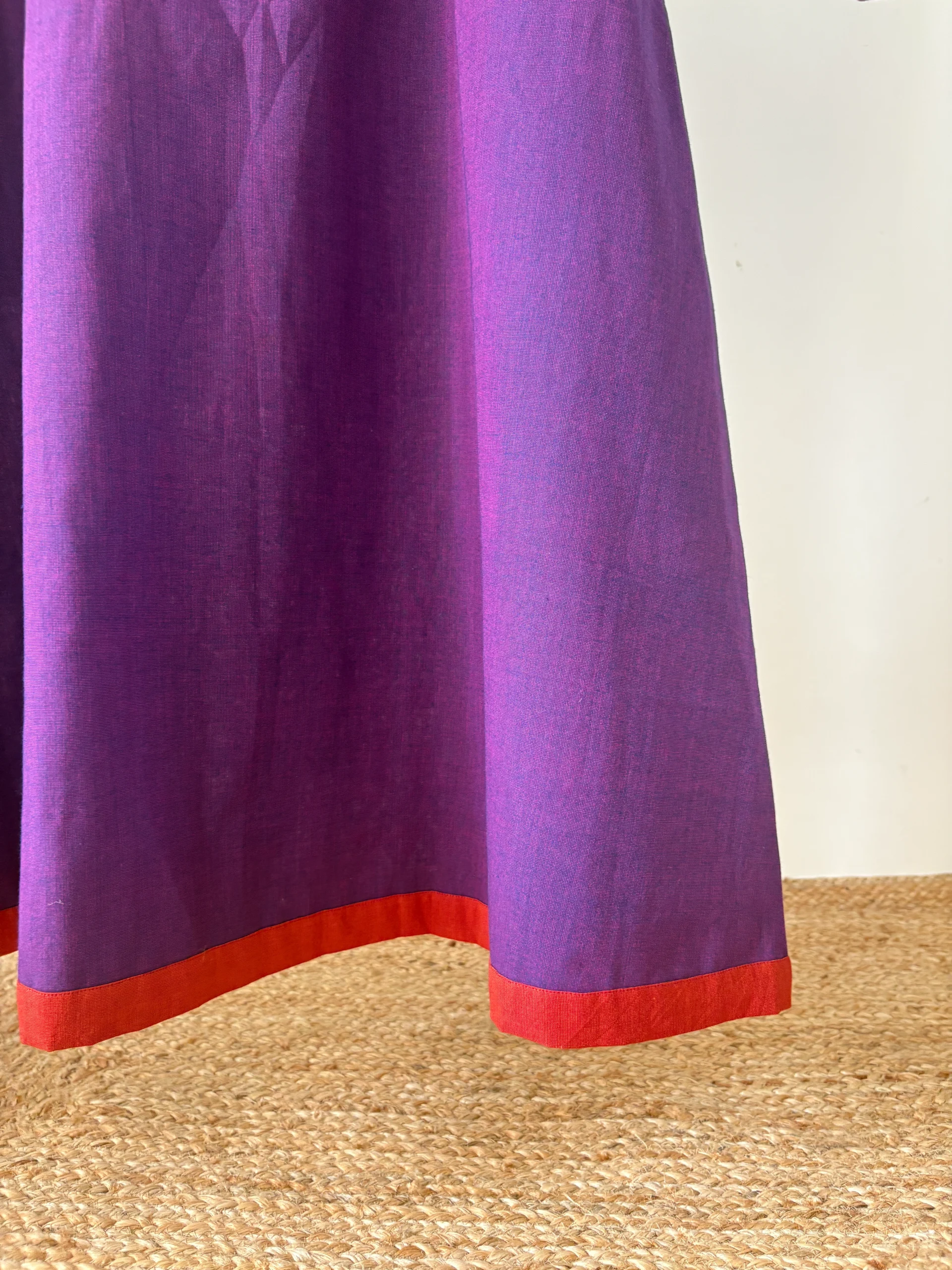 Plum-Violet Ikkat patch Kurta Set
