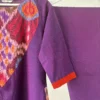 Plum-Violet Ikkat patch Kurta Set