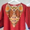 Terracotta Orange Ikkat patch Kurta Set