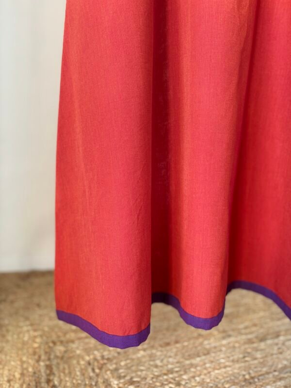 Terracotta Orange Ikkat patch Kurta Set