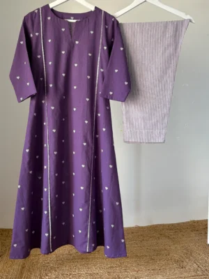Violet heart woven Kurta Set