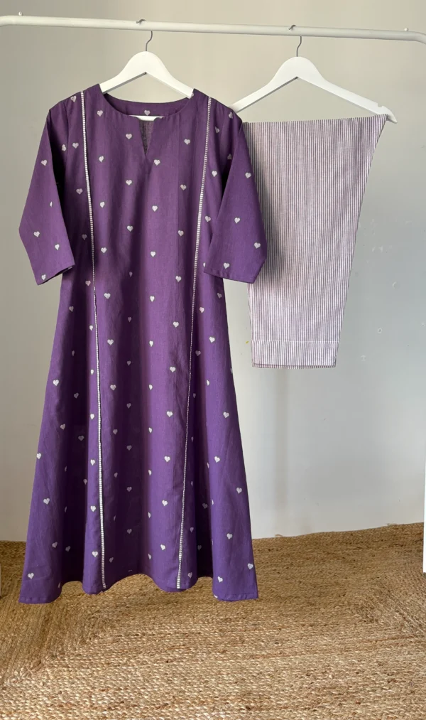 Violet heart woven Kurta Set