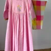 Pastel pink checked kurta set