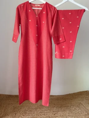 Peach-Red Kurta Set