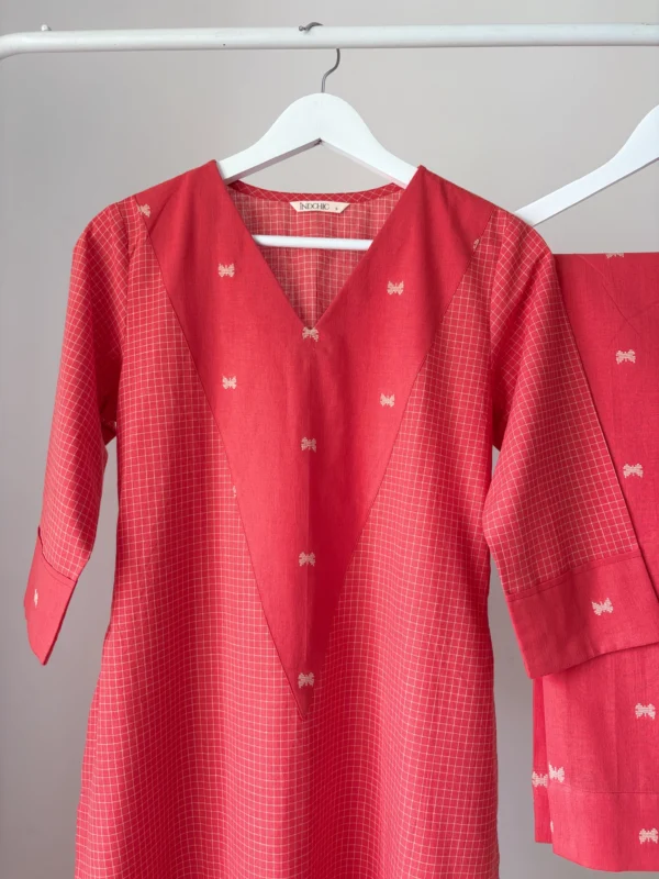 Peach-Red Kurta Set