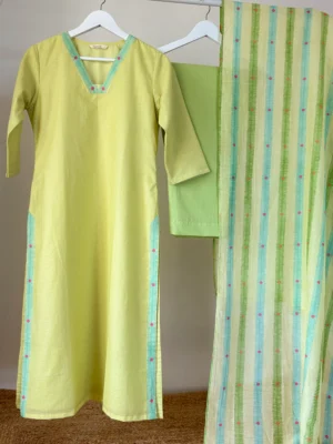 Pastel Yellow Chanderi Cotton Set