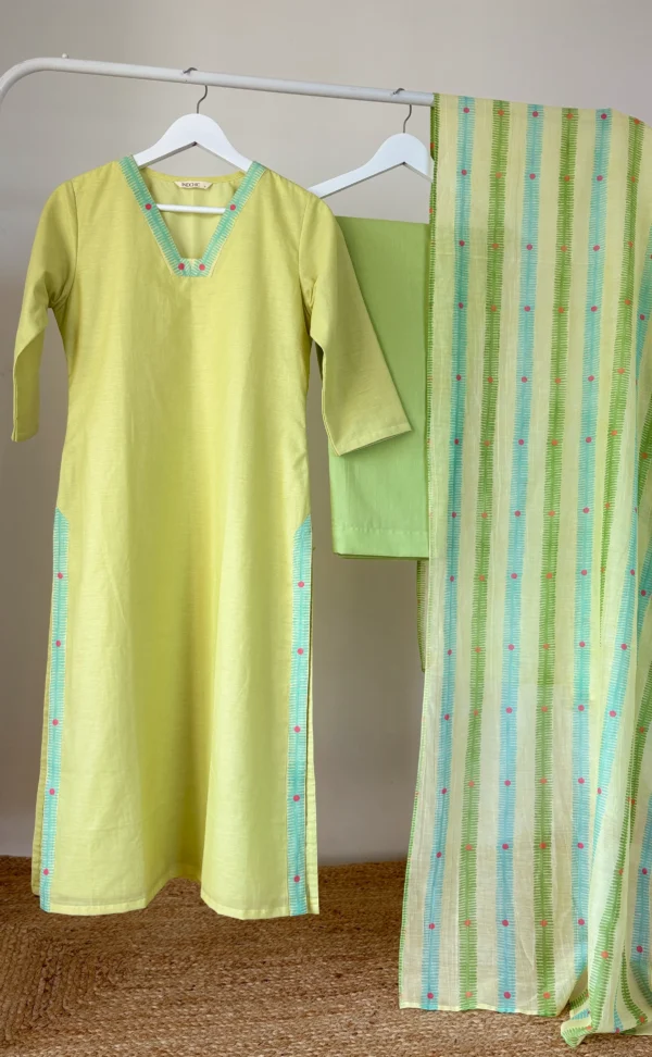 Pastel Yellow Chanderi Cotton Set