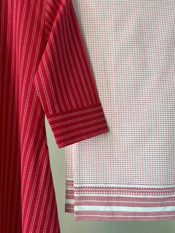 Red woven Kurta Set