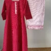 Red woven Kurta Set