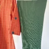 Honey-Orange with Deep Green Jamdani inspired woven Kurta Set