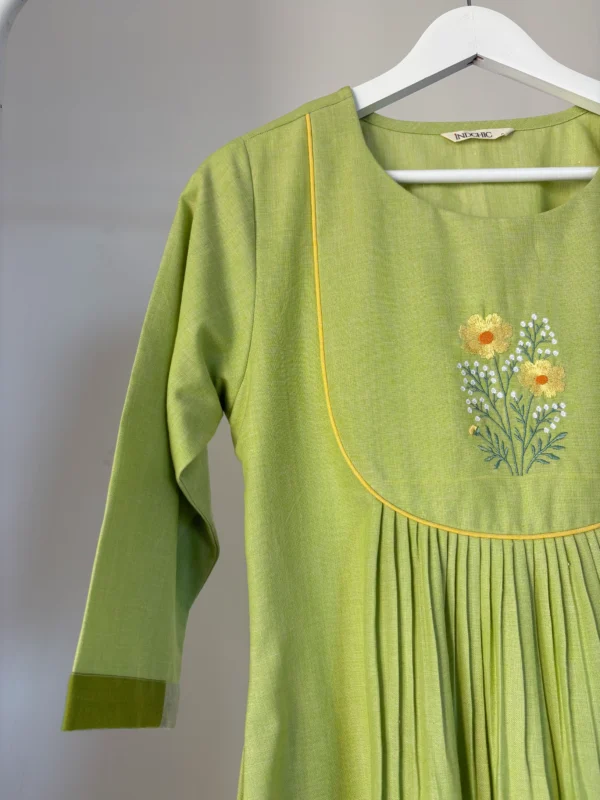 Pastel lime green checked kurta set