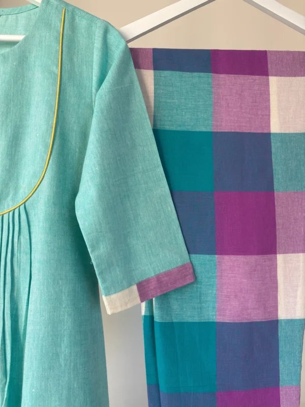 Pastel blue checked kurta set